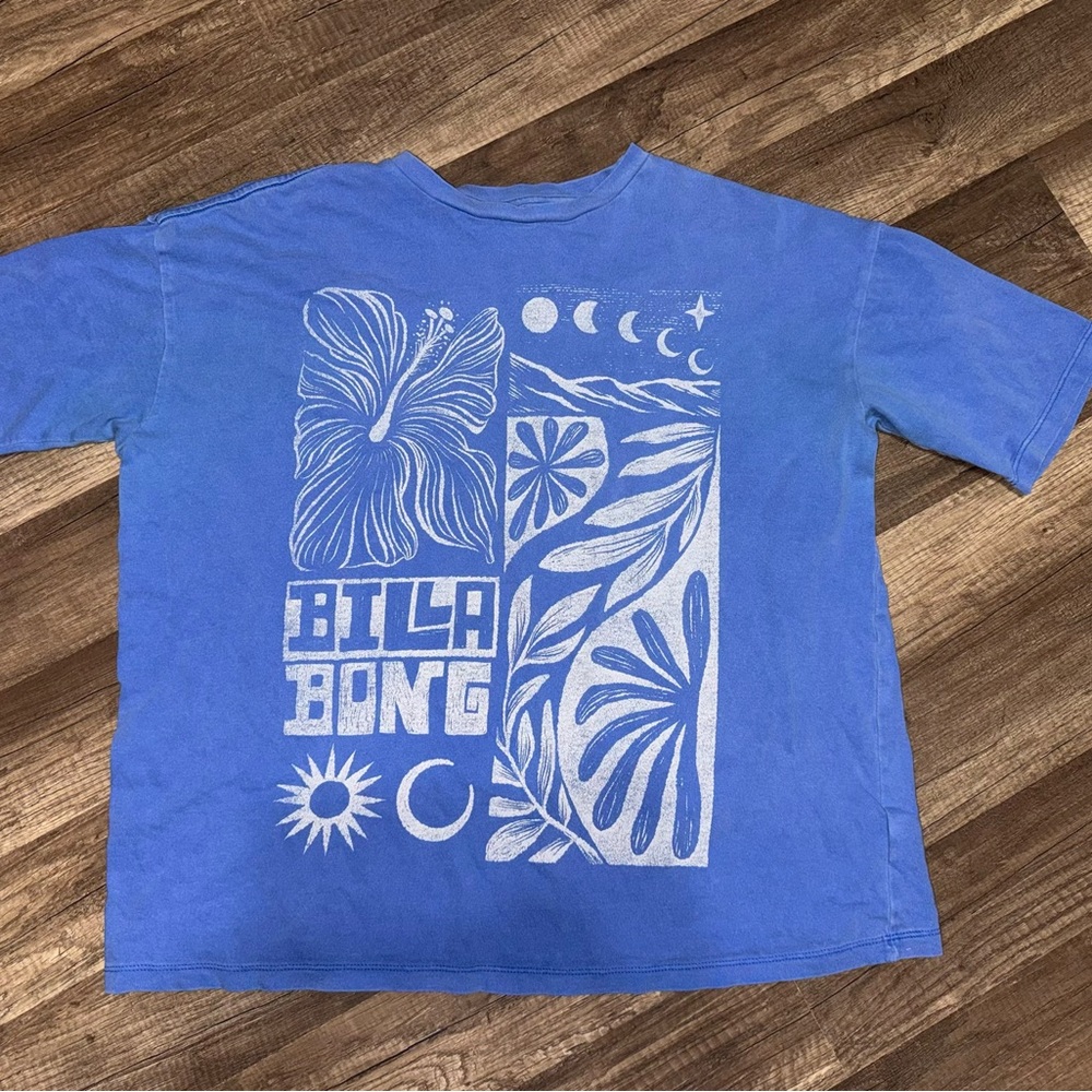 Billabong Blue Tee with White Floral Design